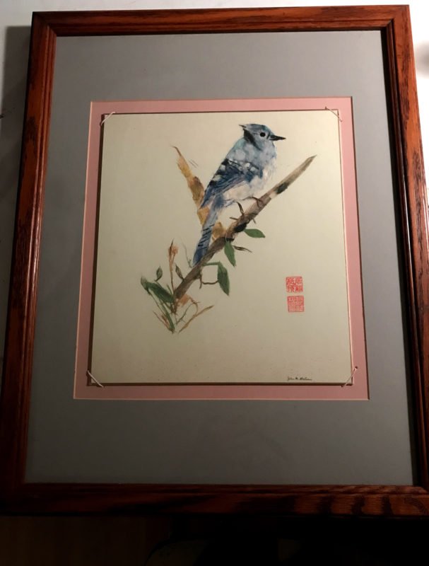 Blue Jay Japanese Torn Paper Collage art original